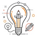 Lightbulb with pencil icon. Creative idea concept. Vector illustration Royalty Free Stock Photo