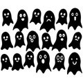 Set of Cute Ghost Silhouettes Royalty Free Stock Photo