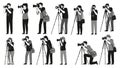 Photographers in Action: Vector Illustration Set Royalty Free Stock Photo