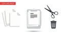 Copy Paste Cut Delete Document Management Icons Set Royalty Free Stock Photo