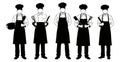 Five Chefs in Silhouette with Cooking Utensils Royalty Free Stock Photo