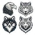 Eagle, Wolf, and Tiger Heads - Vector Illustration Royalty Free Stock Photo