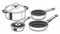 Set of Cooking Pots Kitchen Cookware Culinary Equipment, vector design Generative AI Royalty Free Stock Photo