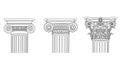 Classical Architectural Column Capitals Vector Set: Ionic and Corinthian Orders Royalty Free Stock Photo