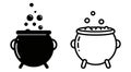 Witch\'s Cauldron Icons: Black and White Vector Illustration Royalty Free Stock Photo