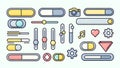 UI Elements Vector Sliders, Toggles, Settings, and Icons Royalty Free Stock Photo