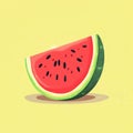 Minimalistic Watermelon Illustration On Yellow Background