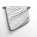 Abstract Cartoon Towel Hanging On Metal Bar On White Wall