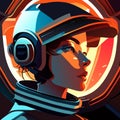 a female astronaut wearing virtual reality goggles and helmet. Royalty Free Stock Photo