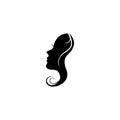 vector illustration of a female face silhouette seen from the side for an icon, symbol or logo