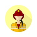 Vector illustration of the female firefighter avatar icon