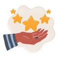 Vector illustration of female hand and star in it.