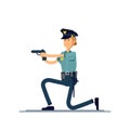 Vector illustration female policeman character. A policewoman in uniform is standing in active poses. Public safety Royalty Free Stock Photo