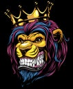 Vector illustration, a ferocious lion in a crown Royalty Free Stock Photo