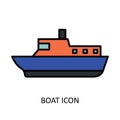 Vector illustration with ferryboat. Linear drawing