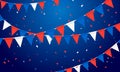 Vector Illustration Festive Party Background with Flags Garlands and Serpentine Royalty Free Stock Photo