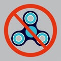 Vector illustration of fidget spinner prohibition. No Spinner or fidget spinner not allowed sign. Royalty Free Stock Photo