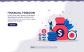 Vector illustration of financial freedom & business success concept with tiny people. Illustration for landing page, social media