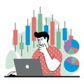 vector illustration of financier who monitors business activity