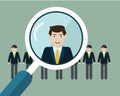 Vector illustration of finding professional staff with magnifying glass
