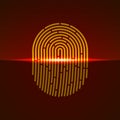 Vector illustration. Fingerprint scanner orange color designed for your app, ux project.