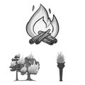 Vector illustration of fire and flame logo. Collection of fire and fireball stock symbol for web. Royalty Free Stock Photo