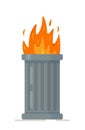 Vector illustration of fire trash. Burning trash. Podpal. Rule Violation.