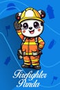 Vector Illustration, Firefighter Panda, Animal Clipart