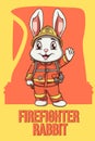 Vector Illustration, Firefighter Rabbit, Animal Clipart