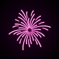 Vector illustration of a firework hand-drawn. Vector neon icon pink line isolated on black background for design, print Royalty Free Stock Photo
