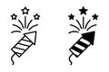 Icon for Chinese New Year, vector fireworks, outline and silhouette versions Royalty Free Stock Photo