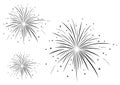Vector illustration of fireworks black and white