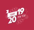 Vector illustration of fireworks. Happy new year 2019 background Royalty Free Stock Photo