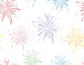 Vector illustration of fireworks on white background. Royalty Free Stock Photo