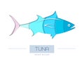 Vector illustration of Fish tuna silhouette. Cut out paper art style design Royalty Free Stock Photo