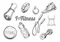 Fitness items icons set