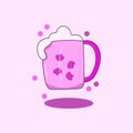 fizzy ice cream drink in pink glass