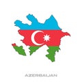 Vector illustration of the flag of Azerbaijan with black contours on a white background