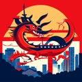 Vector illustration of the flag of the Chinese city of Guangzhou. AI generated