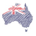 vector illustration of flag colored scribble map of Australia Royalty Free Stock Photo