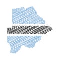 vector illustration of flag colored scribble map of Botswana