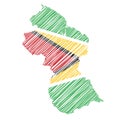 vector illustration of flag colored scribble map of Guyana