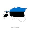 Vector illustration of the flag of Estonia with black contours on a white background