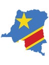Flag Map of Democratic Republic of the Congo Royalty Free Stock Photo