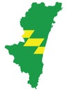 Flag Map of Miyazaki Prefecture Royalty Free Stock Photo