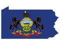 Flag Map of Pennsylvania Royalty Free Stock Photo