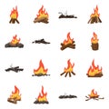 Vector illustration of flame and fire sign. Set of flame and camp vector icon for stock.