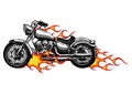Vector illustration Flaming Bike Chopper Ride Front View