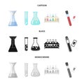 Vector design of flask and laboratory icon. Set of flask and equipment stock vector illustration. Royalty Free Stock Photo