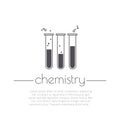 Vector illustration of flasks. Chemistry - inscription . Science and educational concept Royalty Free Stock Photo